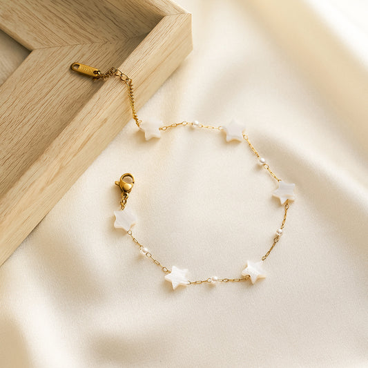 Women's Water-Resistant Star & Pearl Bracelet — Korean/Japanese Summer Fashion