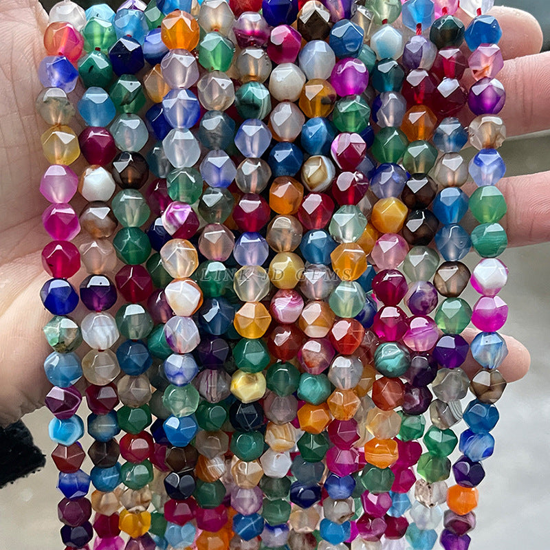 8Mm Candy Color Agate Cut Diamond Beads Loose Beads
