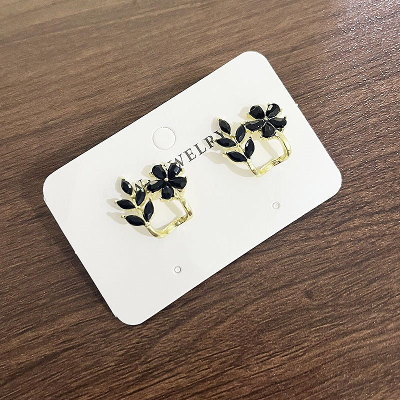 Temperament green white flower earrings for women