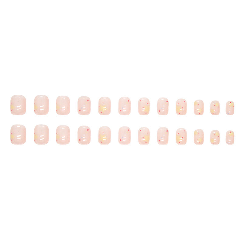 Pink Transparent Polka Dot Star Nails