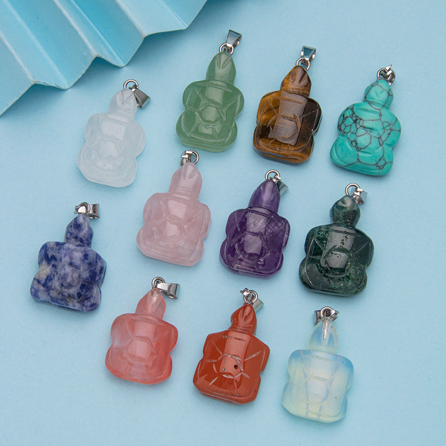 Pingente de tartaruga esculpida em cristal 