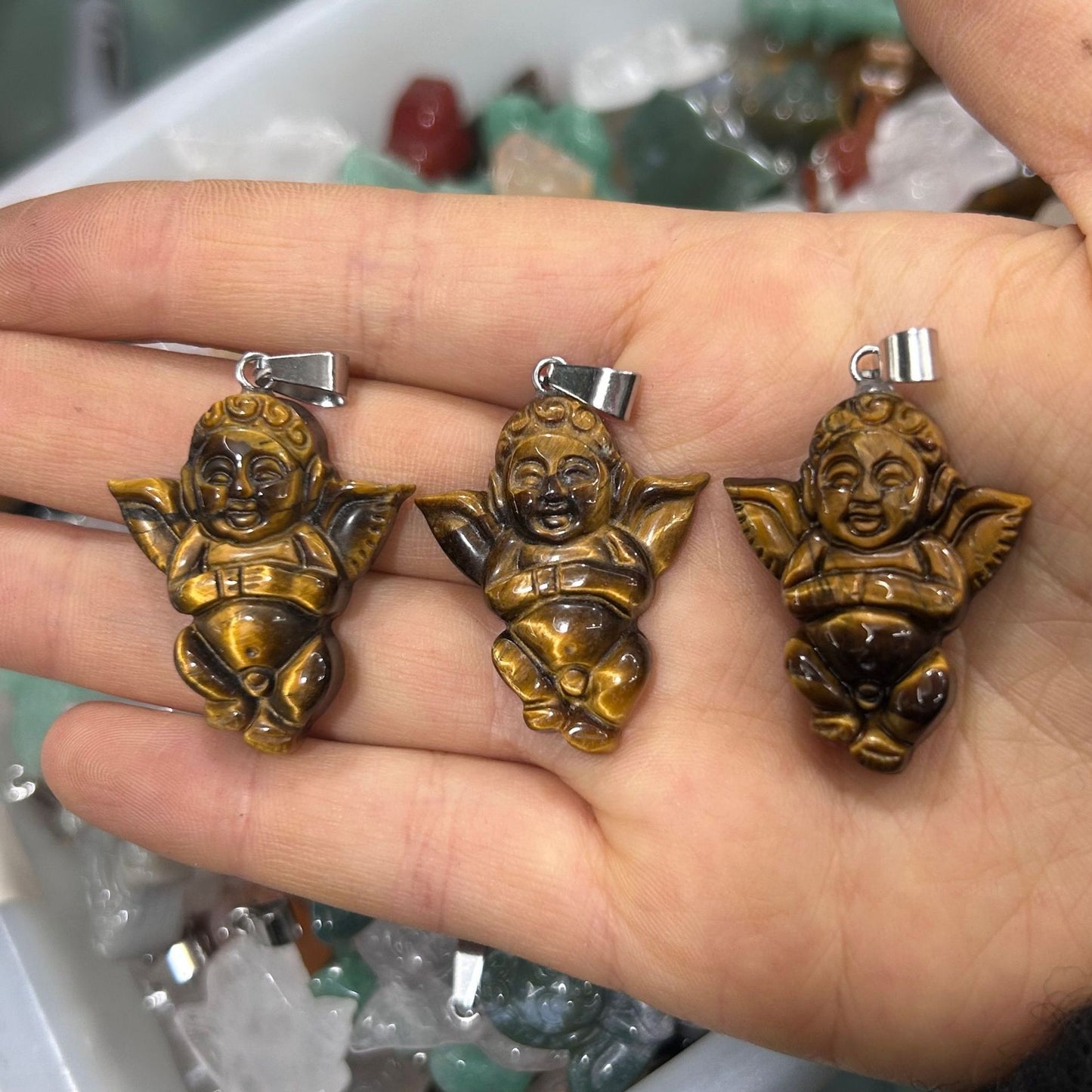 Engraved Cupid Angel Necklace Pendant