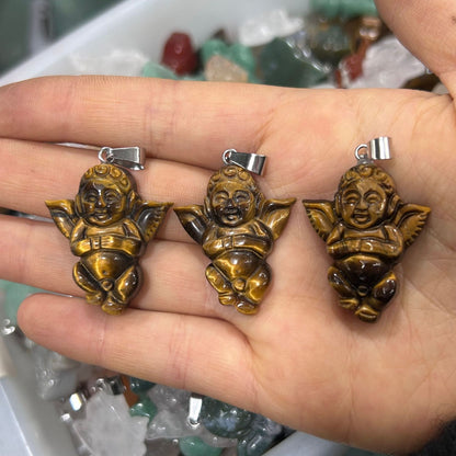 Engraved Cupid Angel Necklace Pendant