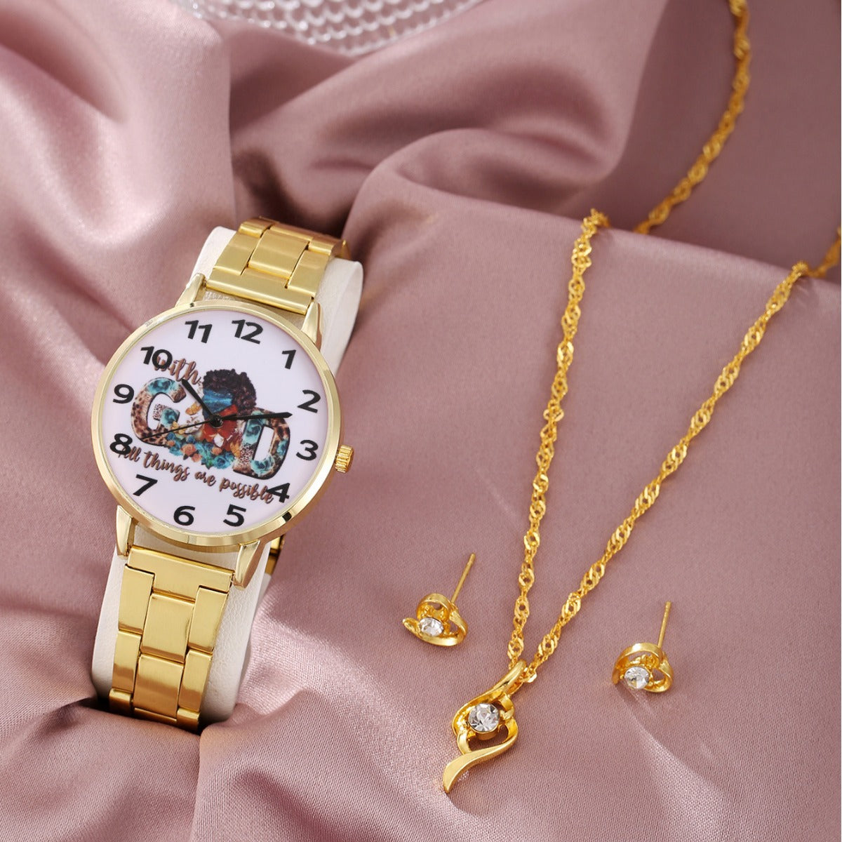 Necklace Steel Strap Quartz Watch Rose Bracelet