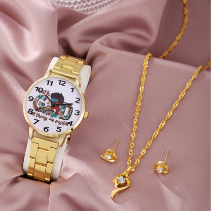 Necklace Steel Strap Quartz Watch Rose Bracelet