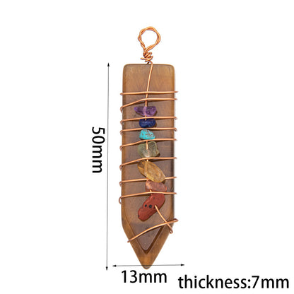 Crystal Bullet Seven Chakra Wire Wrap Arrow Pendant