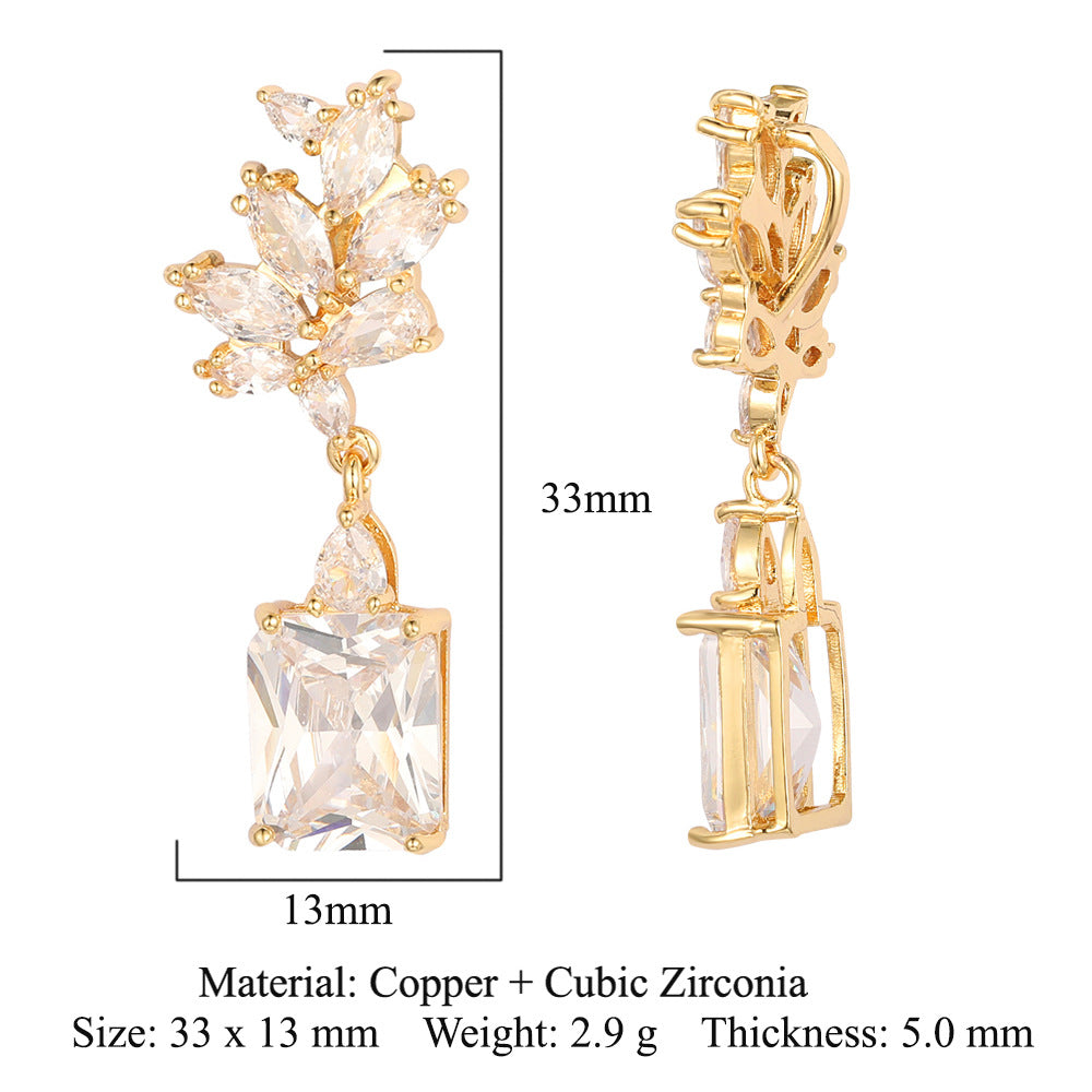 Copper zircon pendant water drop oval square