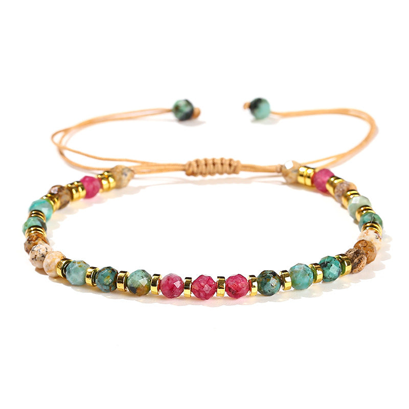 Turquoise with chalcedony woven bracelet