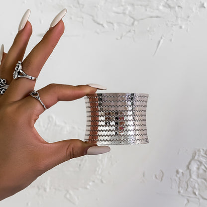 Vintage wide-sided metal big bracelet