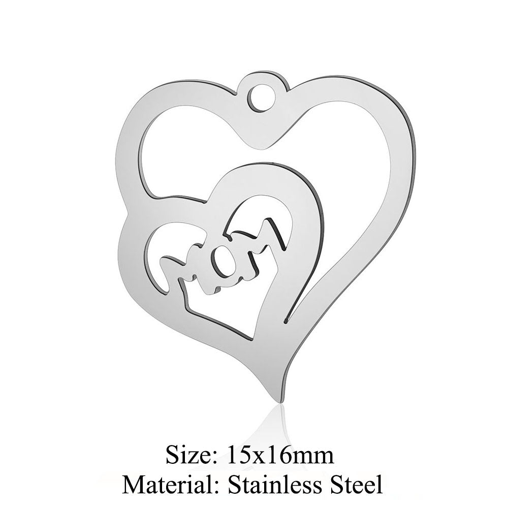 5 pcs/bag peach heart love titanium steel pendant accessories