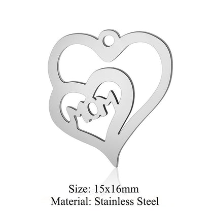 5 pcs/bag peach heart love titanium steel pendant accessories