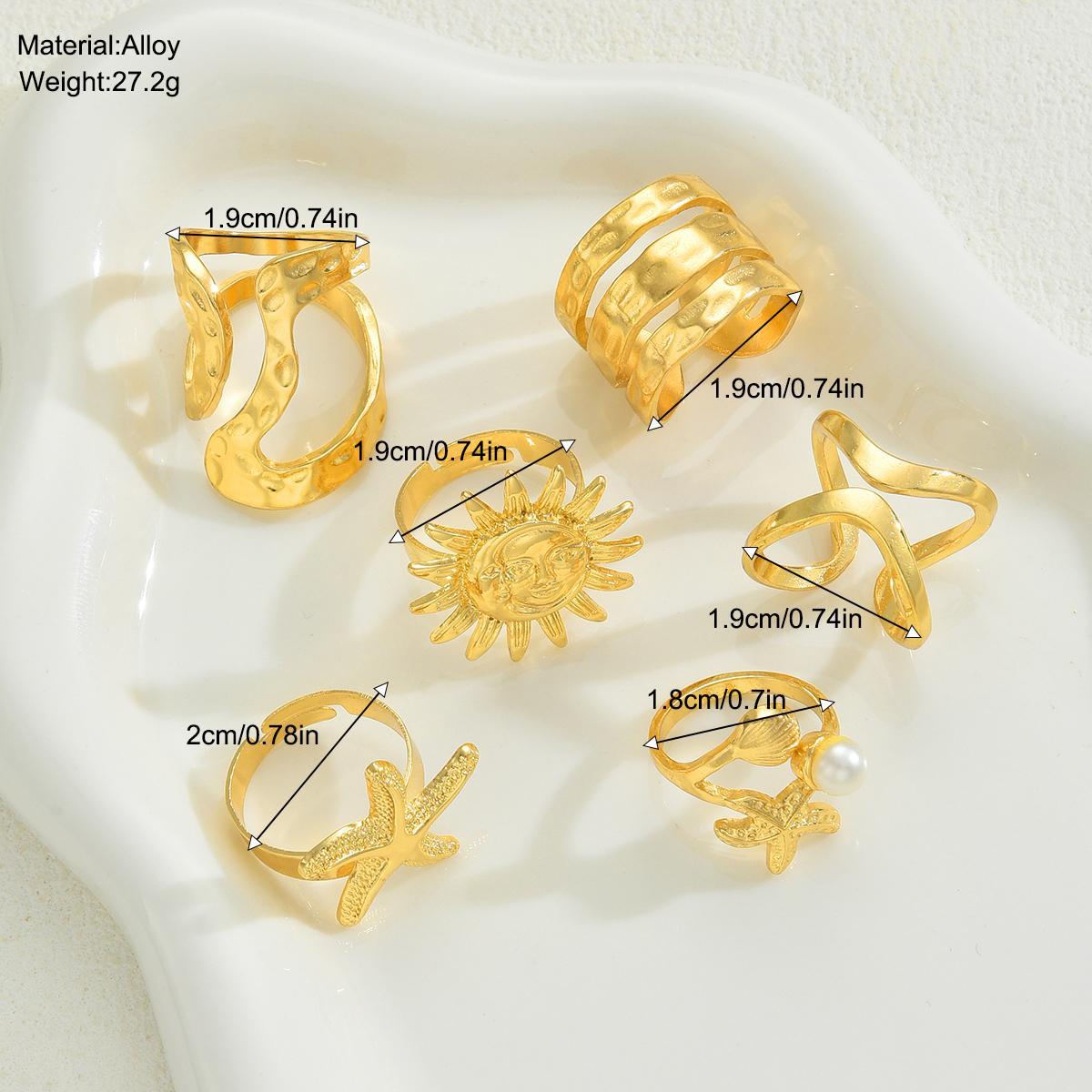 Starfish & Sunflower Ring Set (6pc)