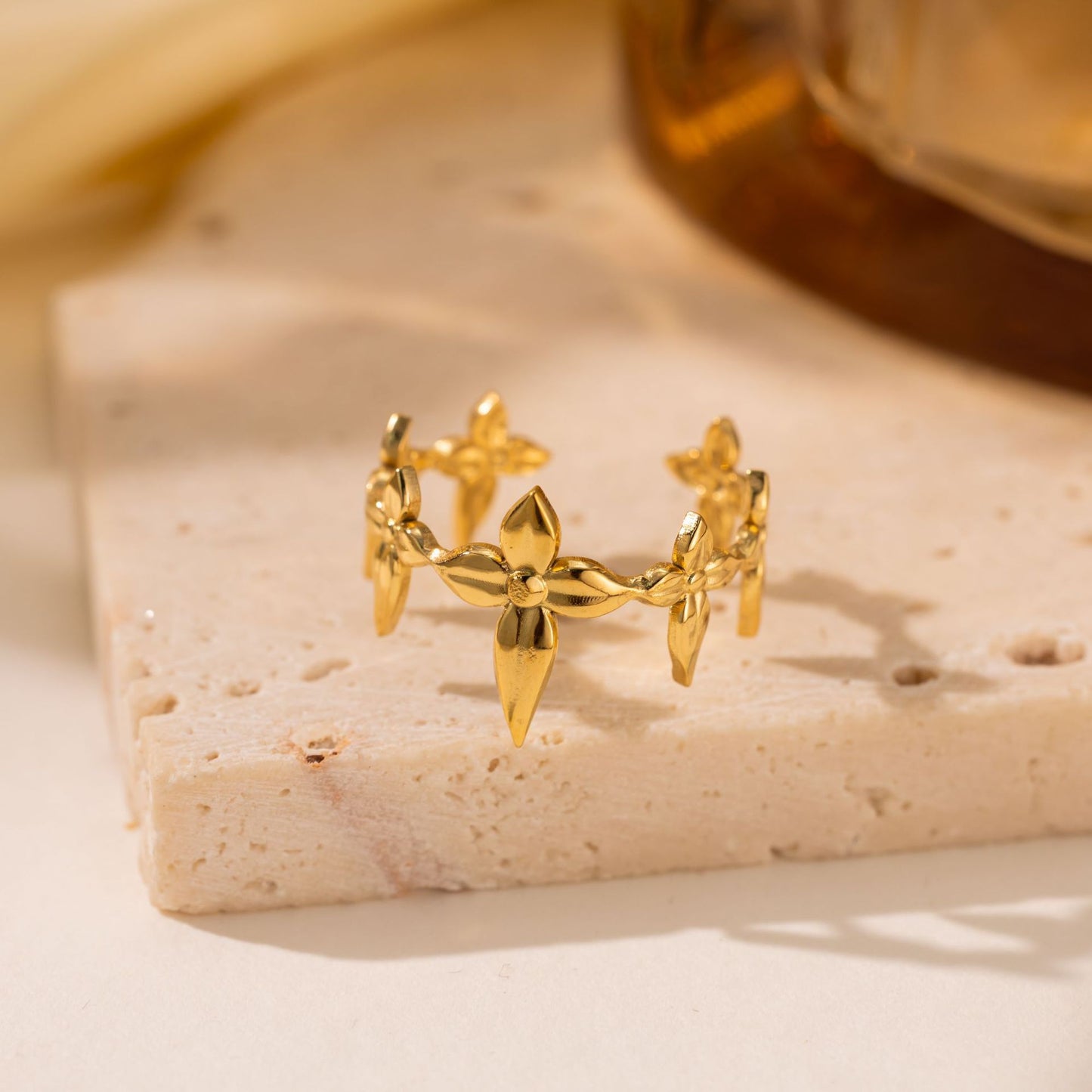 Titanium Steel Leaf Ring