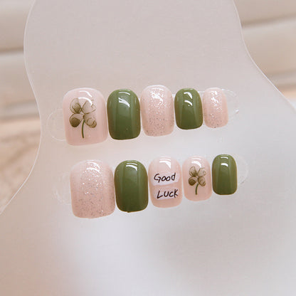 Spring Summer Fresh Green Short Square Nail Stickers