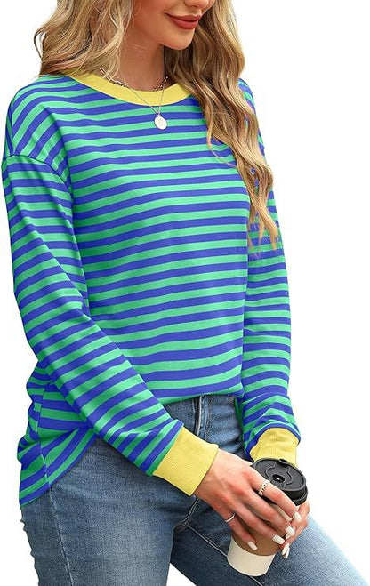 Striped long-sleeved top