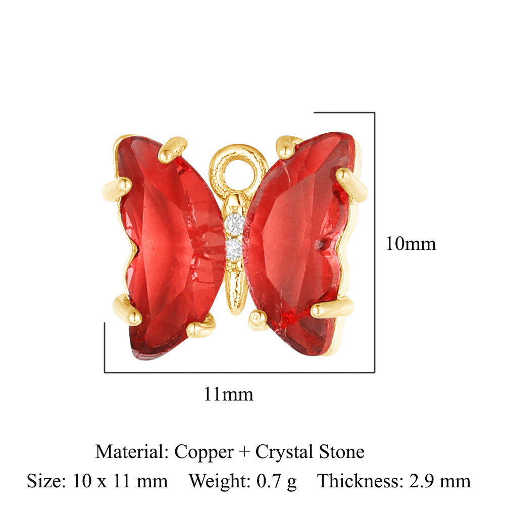 Colgante de cristal de cobre con forma de mariposa y gota de agua 
