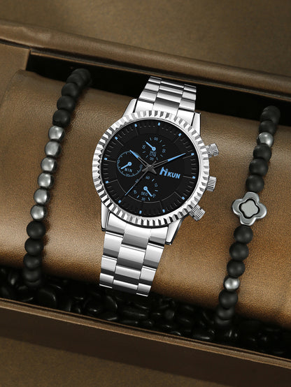 Trendy Men's Watch Bracelet Set