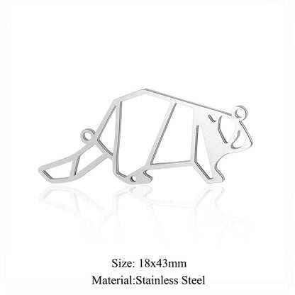 5 pcs/titanium steel paper-cut style animal pendant.