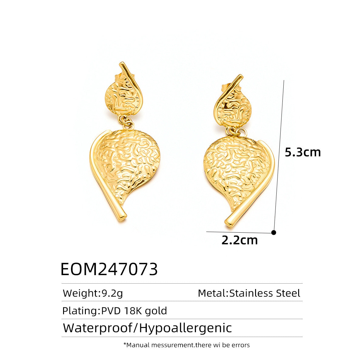 18K Gold Titanium Steel Stud Earrings