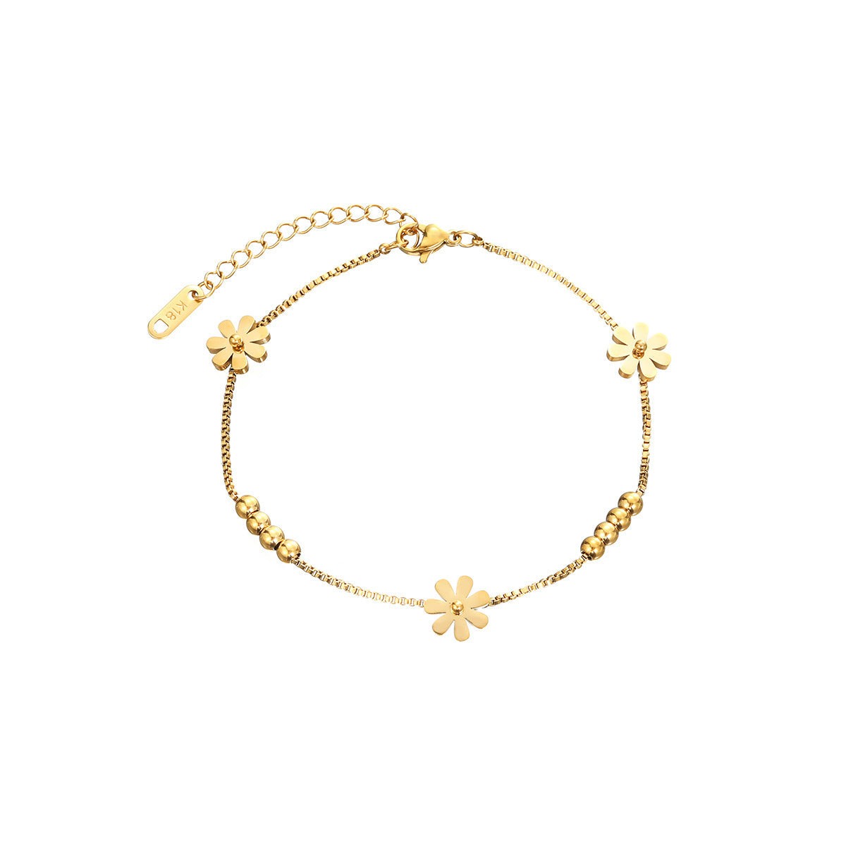 Sweet Daisy Titanium Steel Bead Bracelet — DIY Charm for Girls