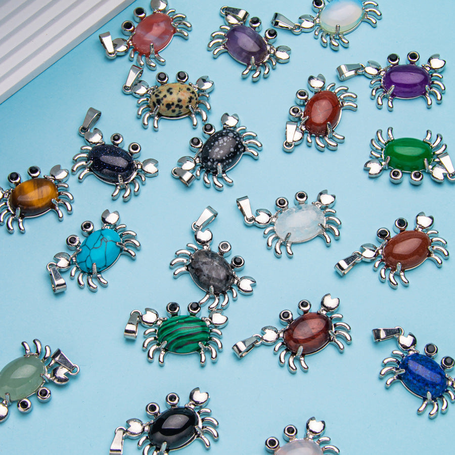 Colgante de cristal ovalado de ágata de cangrejo 