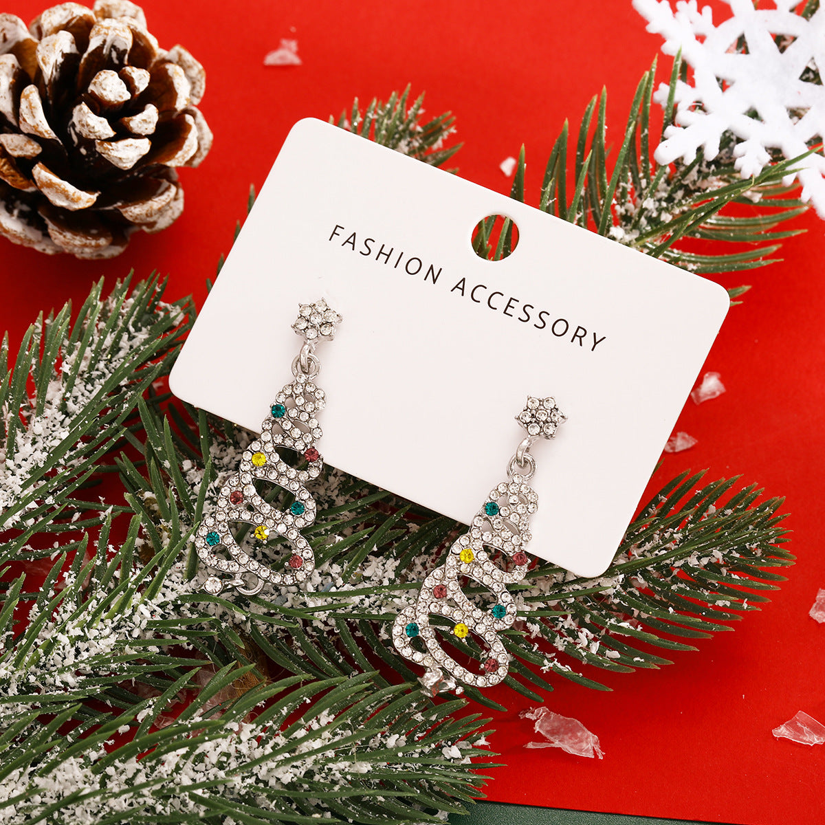 Diamond Christmas Tree Earrings