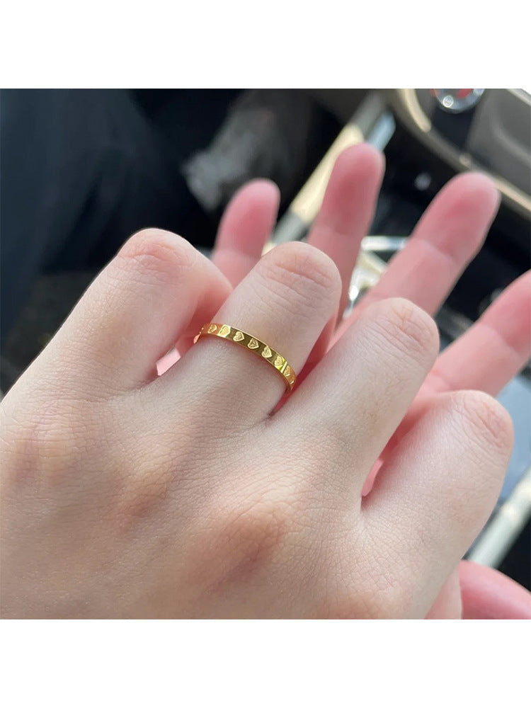 Women's 18K Gold-Plated Titanium Heart Couple Ring