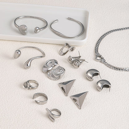 Bracelet Steel Ring Polished Earrings