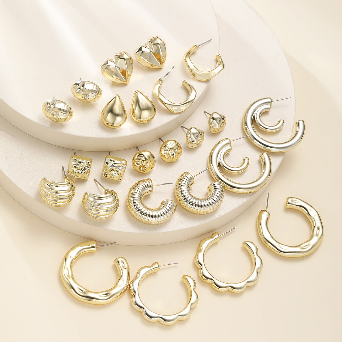 12-Pair CCB Drop & Heart Earring Set