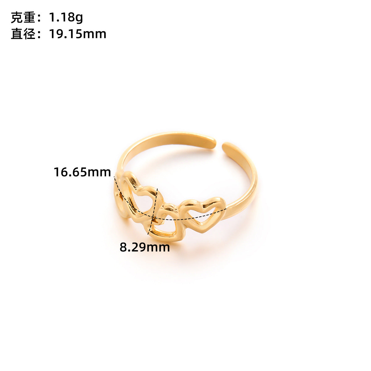 Retro Wide-Pleated Heart Titanium Steel Ring — 18K Gold Plated