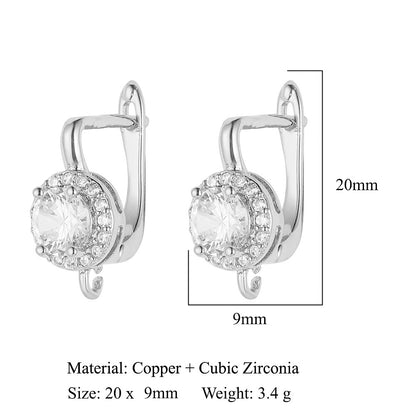 Hebilla de oreja para mujer con microincrustaciones de cobre y diamantes cuadrados 