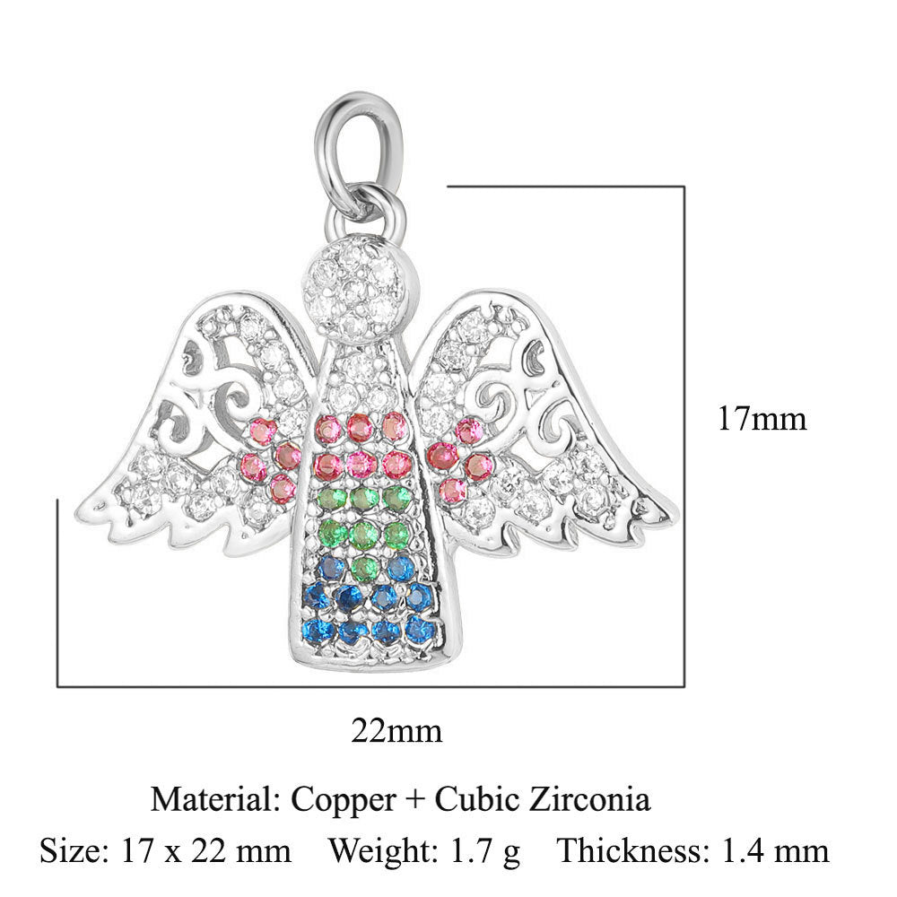 Colgante de cobre y circonita con ángel virgen 