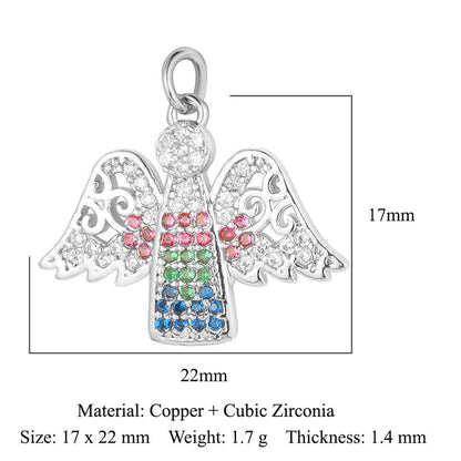 Colgante de cobre y circonita con ángel virgen 