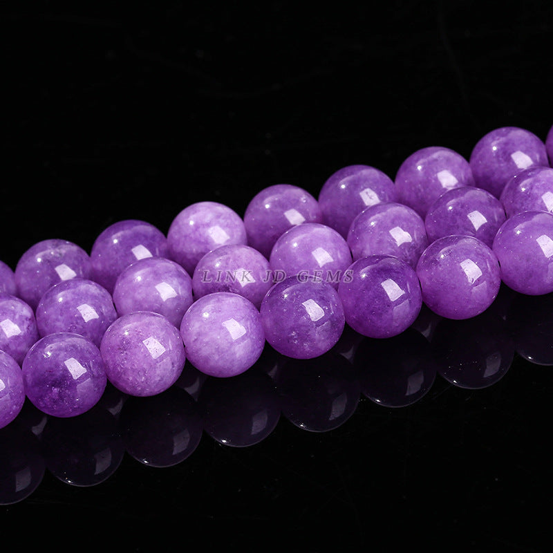 Perlas sueltas redondas de calcedonia violeta K2 