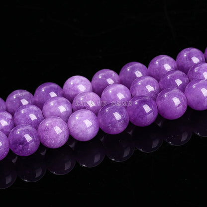 Perlas sueltas redondas de calcedonia violeta K2 