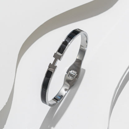 Pulseira de aço inoxidável com letra H, tendência da moda 