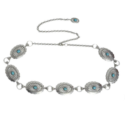 Elliptical Textured Metal Waist Chain