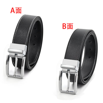 Double Sided Rotary Buckle Belt for Men