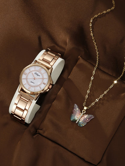 Quartz Watch Rhinestone Alloy Peacock Jewelry Set