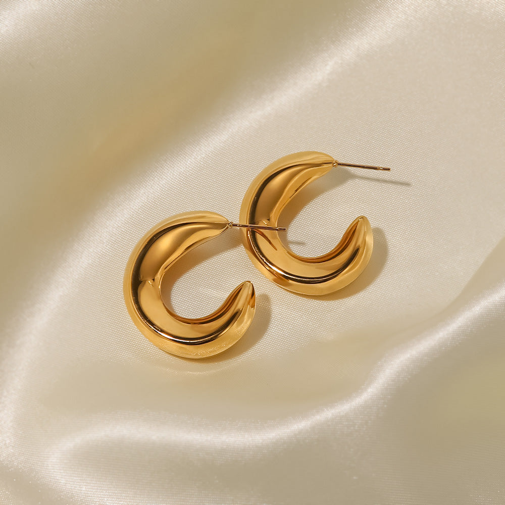 C-ring titanium steel hollow earrings
