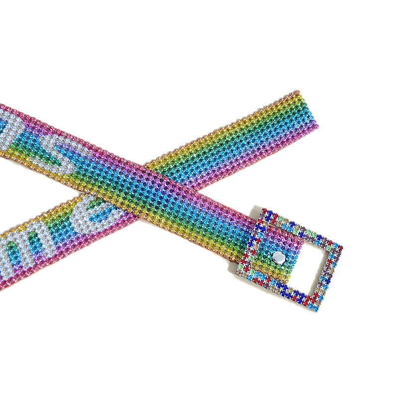 Colorful nine-row full rhinestone belt