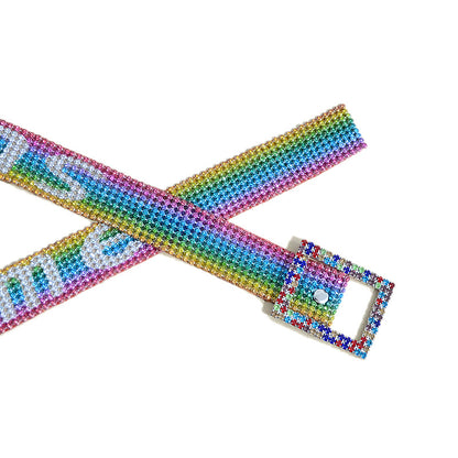Colorful nine-row full rhinestone belt