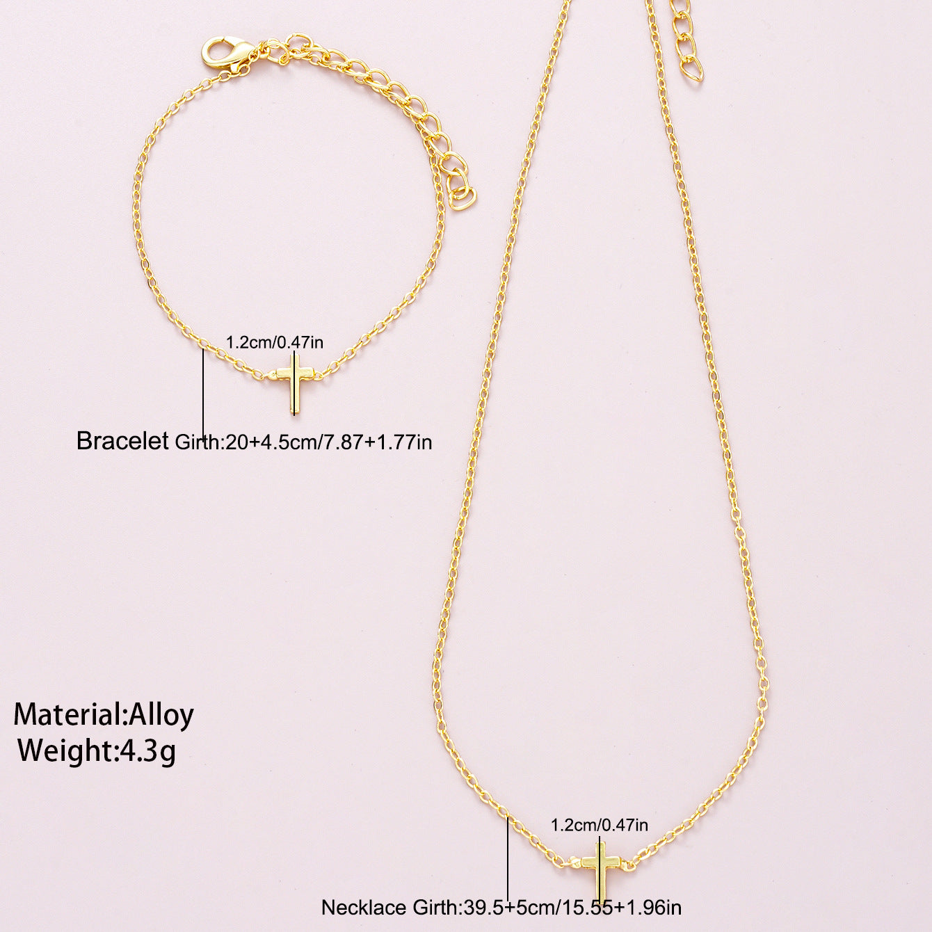 Cross Necklace & Bracelet Set