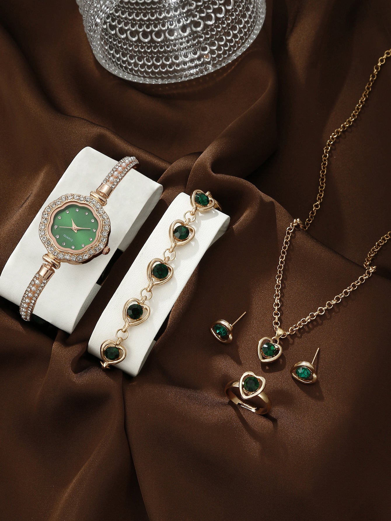 Diamond Women's Quartz Watch Jewelry Set