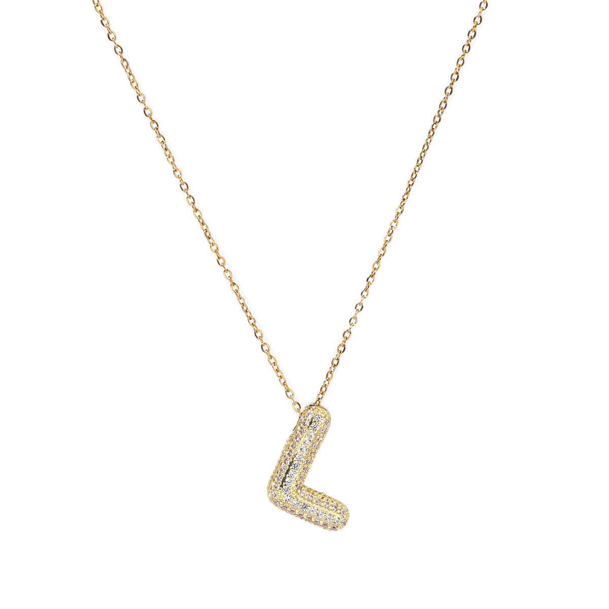 fashion A-Z Copper Zircon Letter Necklace Pendant