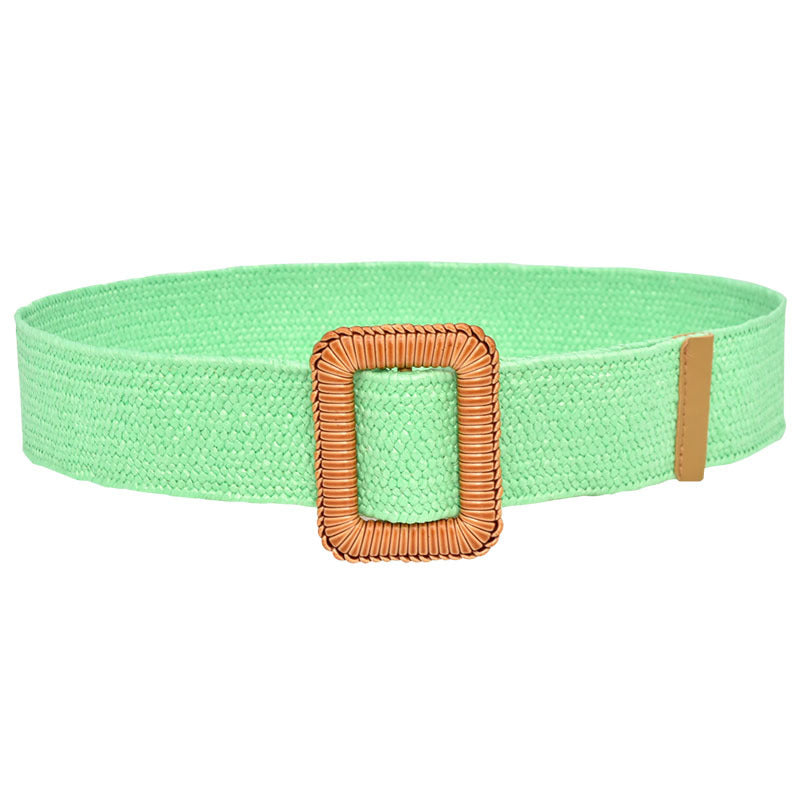 Simple woven wooden round buckle belt