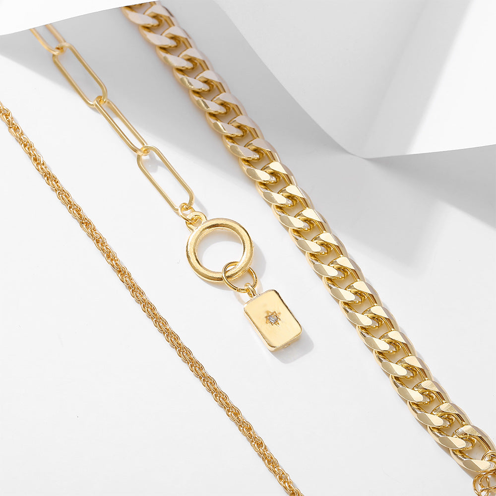 3-Piece Gold Multi-Layer Chain Bracelet Set