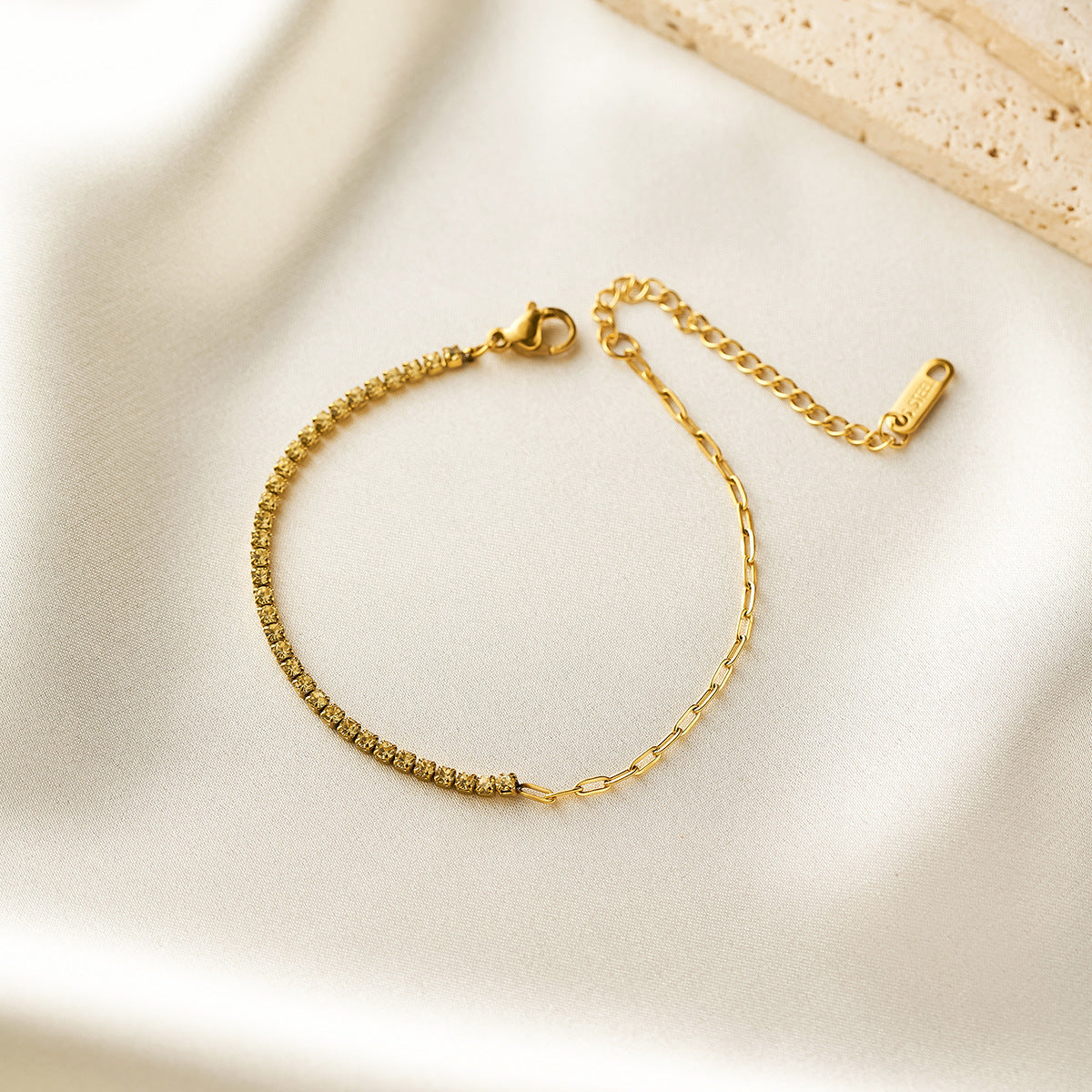 18K Gold Plated Zircon Cross Bracelet