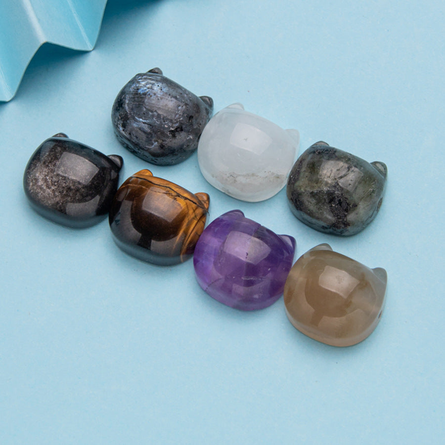 Amethyst Silver Cat Head Crystal Handmade DIY Accessories