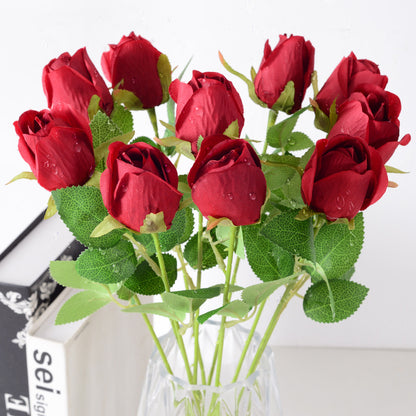 Artificial rose bud silk flower